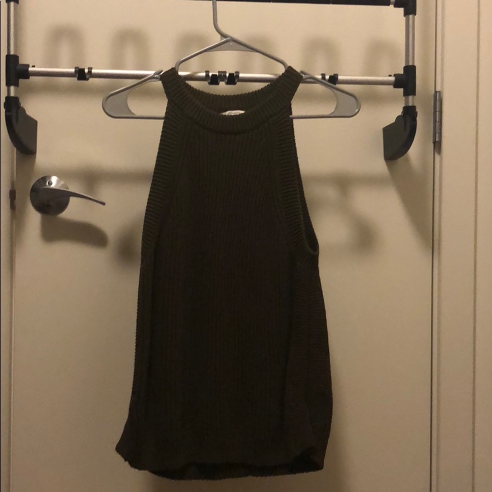 Olive green knit top